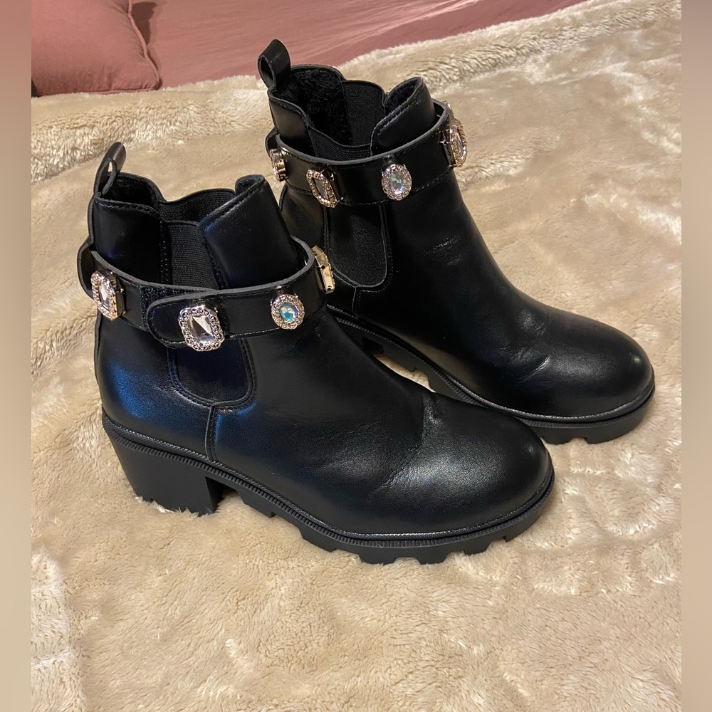 EUC rhinestone boots